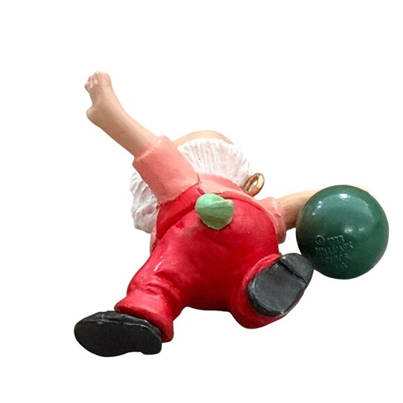 Santa Bowling Figurine North Pole Bowl Christmas Ornament 1983 Miniature - Picture 4 of 5